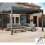 Alvivo 9ft 7" x 12ft 10" (2.9 x 3.9m) Louvered Aluminium Pergola Bundle with Pull-Down Screens & LED Lights Alvivo 9ft 7" x 12ft 10" (2.9 x 3.9m) Louvered Aluminium Pergola Bundle with Pull-Down Screens & LED Lights