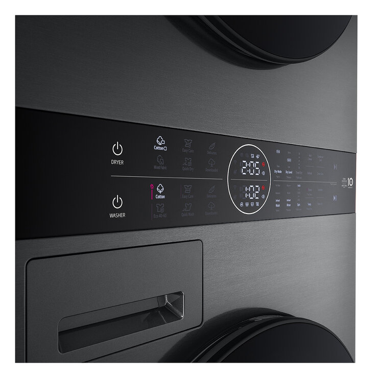 LG WT1210BBTN1, 12kg/10kg, 1400rpm, WashTower, A/A+++ Rated in Black Steel LG WT1210BBTN1, 12kg/10kg, 1400rpm, WashTower, A/A+++ Rated in Black Steel