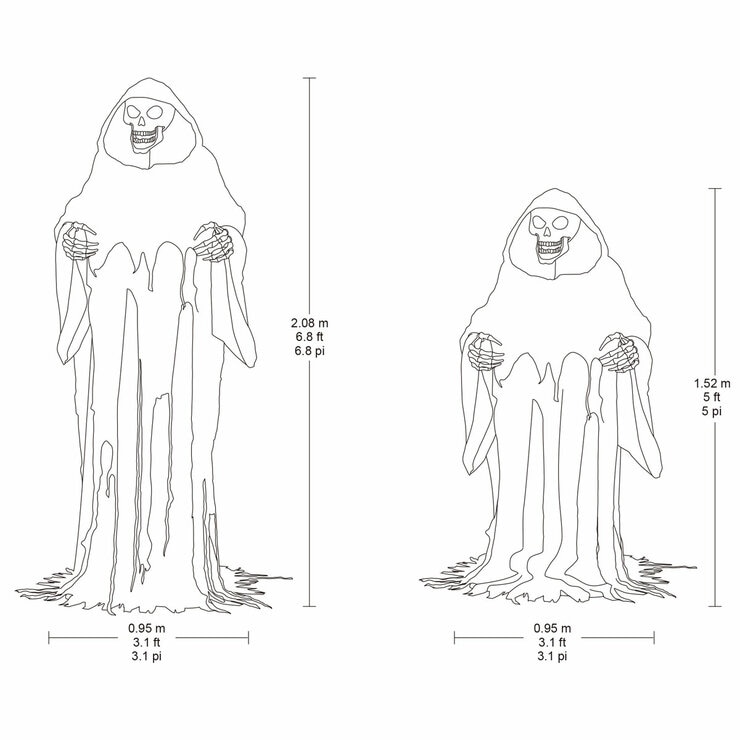 Animatronic rise up reaper halloween decoration outline