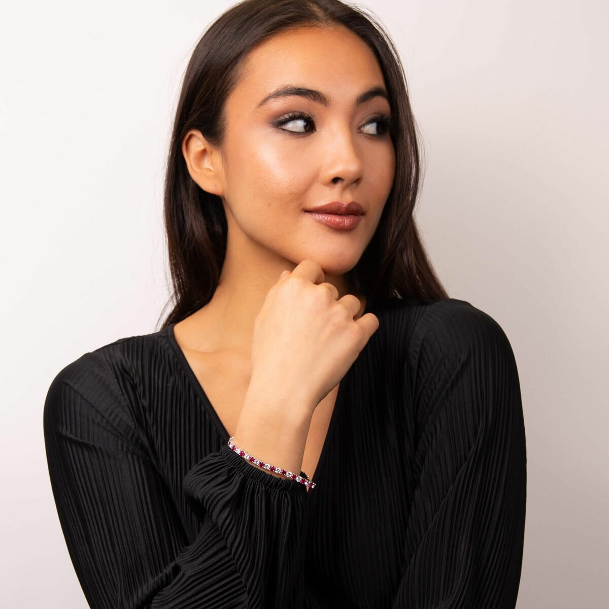 Diamonfire two tone Red Zirconia Tennis Bracelet