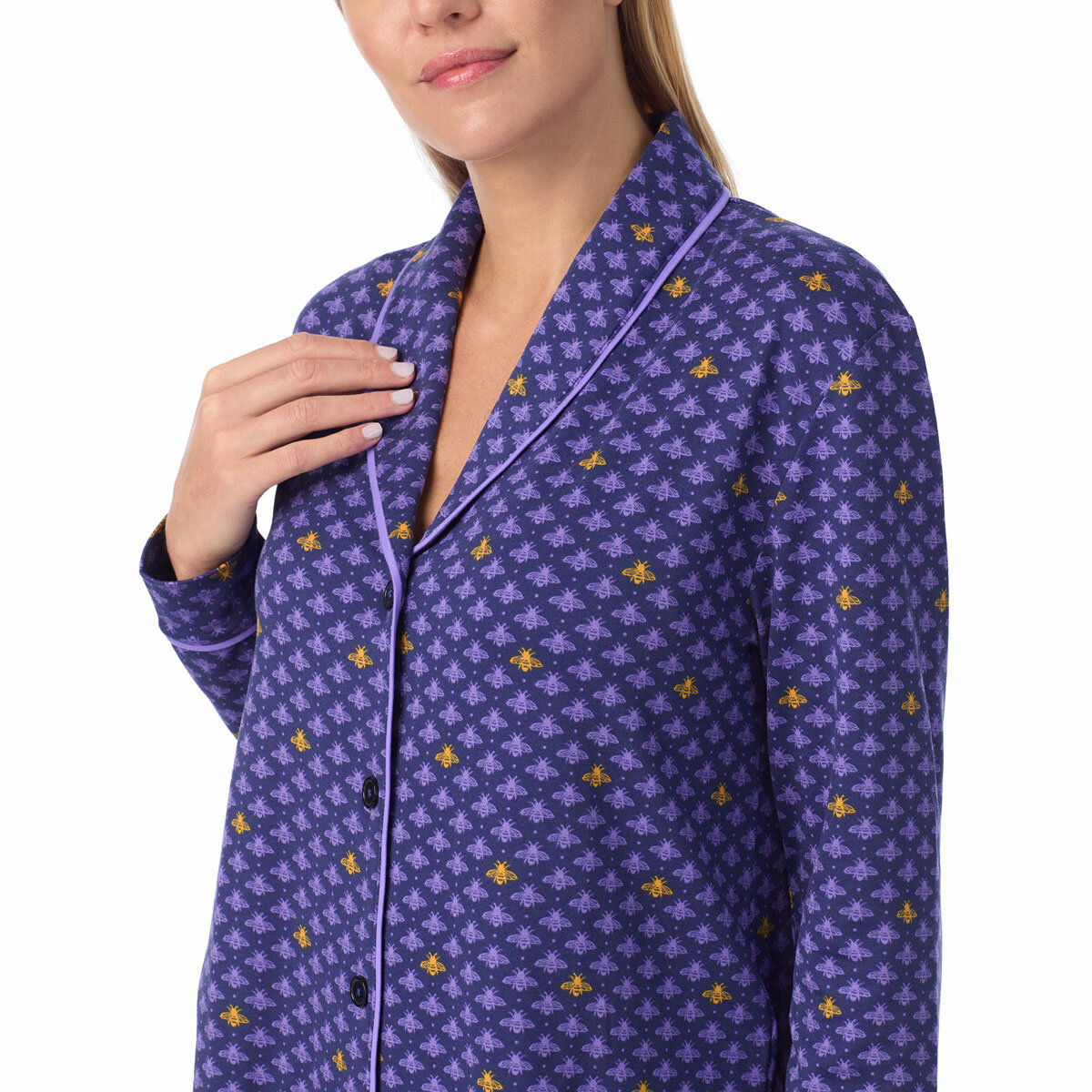 Room Service Ladies Notch Collar PJ Set in Geo Bee