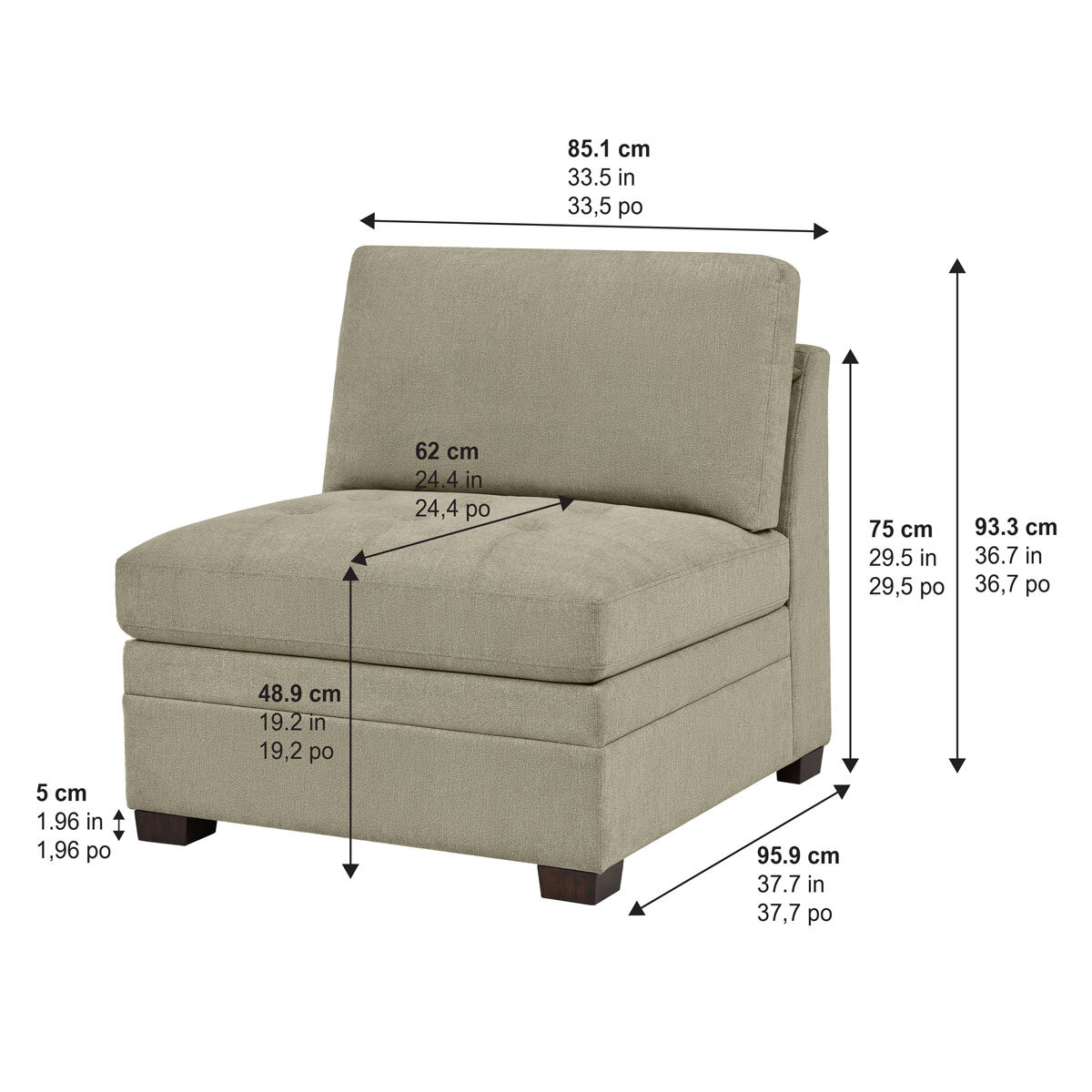 Thomasville Tisdale Beige Fabric Armless Chair