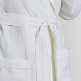 Lazy Linen Ladies Robe in White