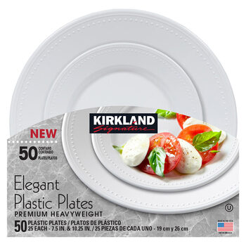 Kirkland Signature Elegant Plastic Plates, Pack of 50