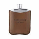 S/STEEL BROWN LEATHER HIP FLASK S/STEEL BROWN LEATHER HIP FLASK