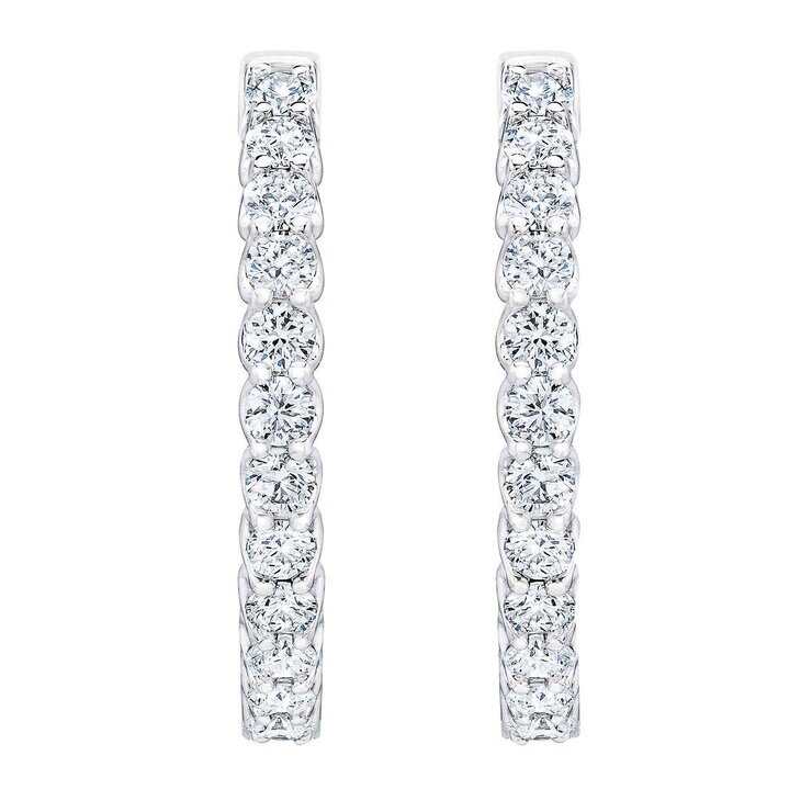 1.00ctw Diamond Hoop Earrings, 14ct White Gold