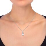 9-10mm Cultured Freshwater White Pearl & 0.22ctw Diamond Necklace, 14ct White Gold