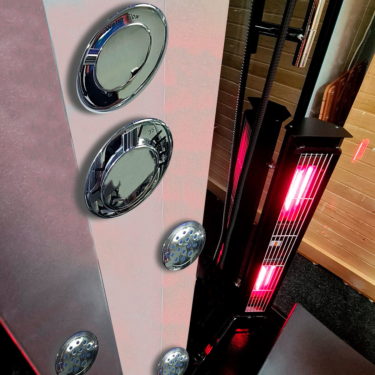 Insignia All in One Steam Shower & Infrared Sauna with Aromatherapy in Black - 1450 x 900mm