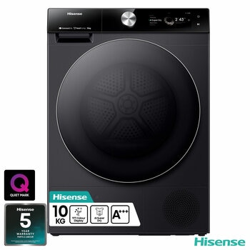 Hisense DH7S107BB, 10kg Heat Pump Tumble Dryer A+++ Rating in Black