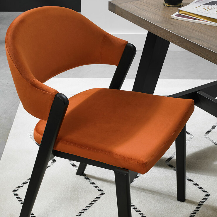 Bentley Designs Camden Peppercorn Rust Velvet Dining Chair, 2 Pack