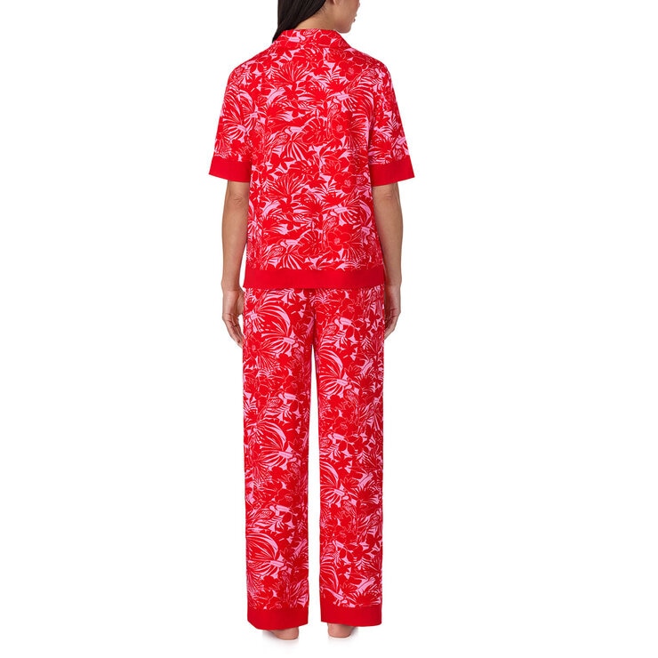 Room Service Ladies Notch Collar Pyjama Set in Red