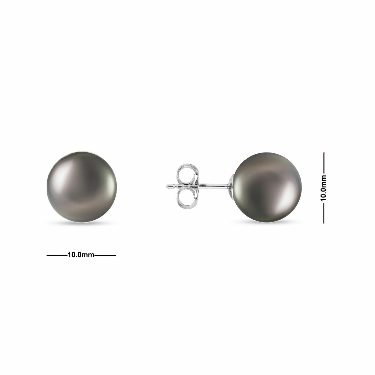 10-10.5mm Tahitian Pearl Earrings, 14ct White Gold 10-10.5mm Tahitian Pearl Earrings, 14ct White Gold
