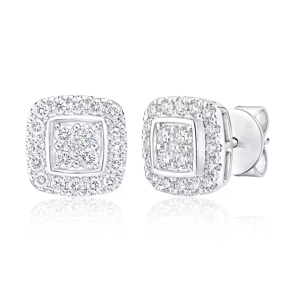 0.45ctw Cluster Diamond Earrings, 14k White Gold