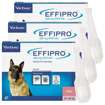 Effipro® Spot-On Flea and Tick Treatment for Large Dogs (20-40kg), 3 x 4 x 268mg