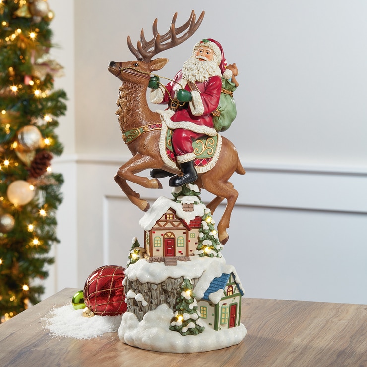 9 Inch (24 cm) Table Top Santa And Reindeer Christmas