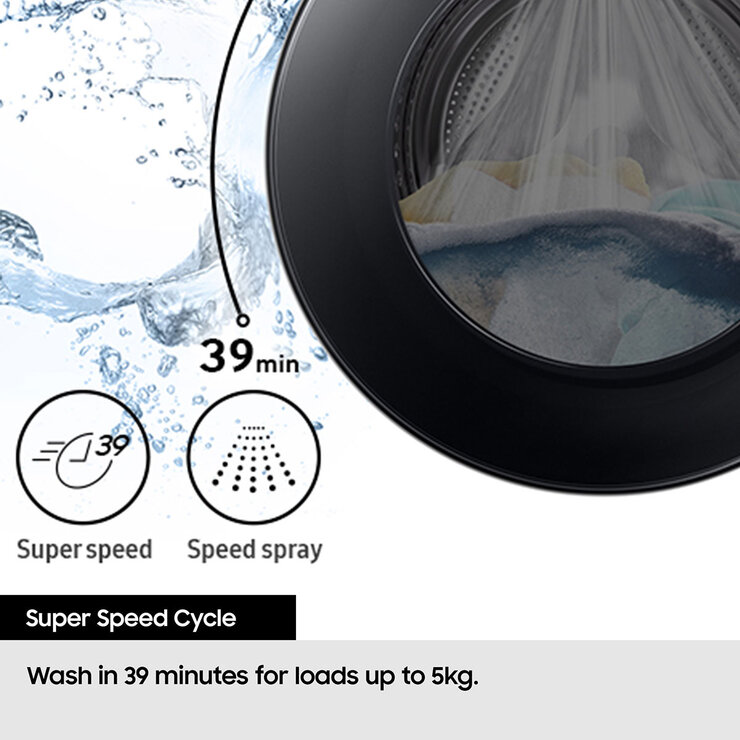 Samsung Series 5 AI Energy WD90DG5B15BBEU 9kg / 6kg Smart Washer Dryer, Black