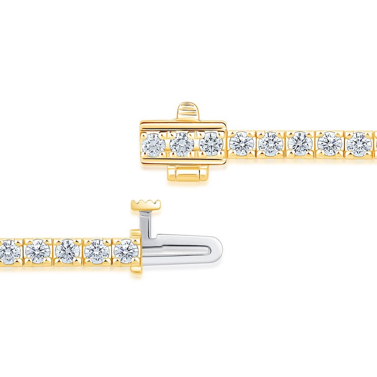 3.00ctw Round Brilliant Cut Tennis Bracelet, 18ct Yellow Gold