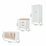 Tutti Bambini Fika 4 Piece Nursery Set with Sprung Mattress, White & Light Oak