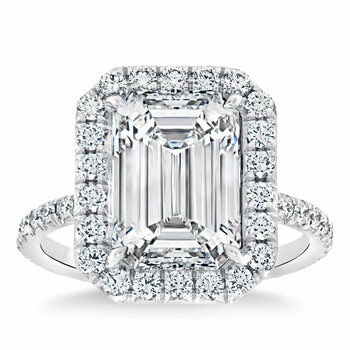 5.81ctw Emerald Cut Diamond Halo Ring, Platinum