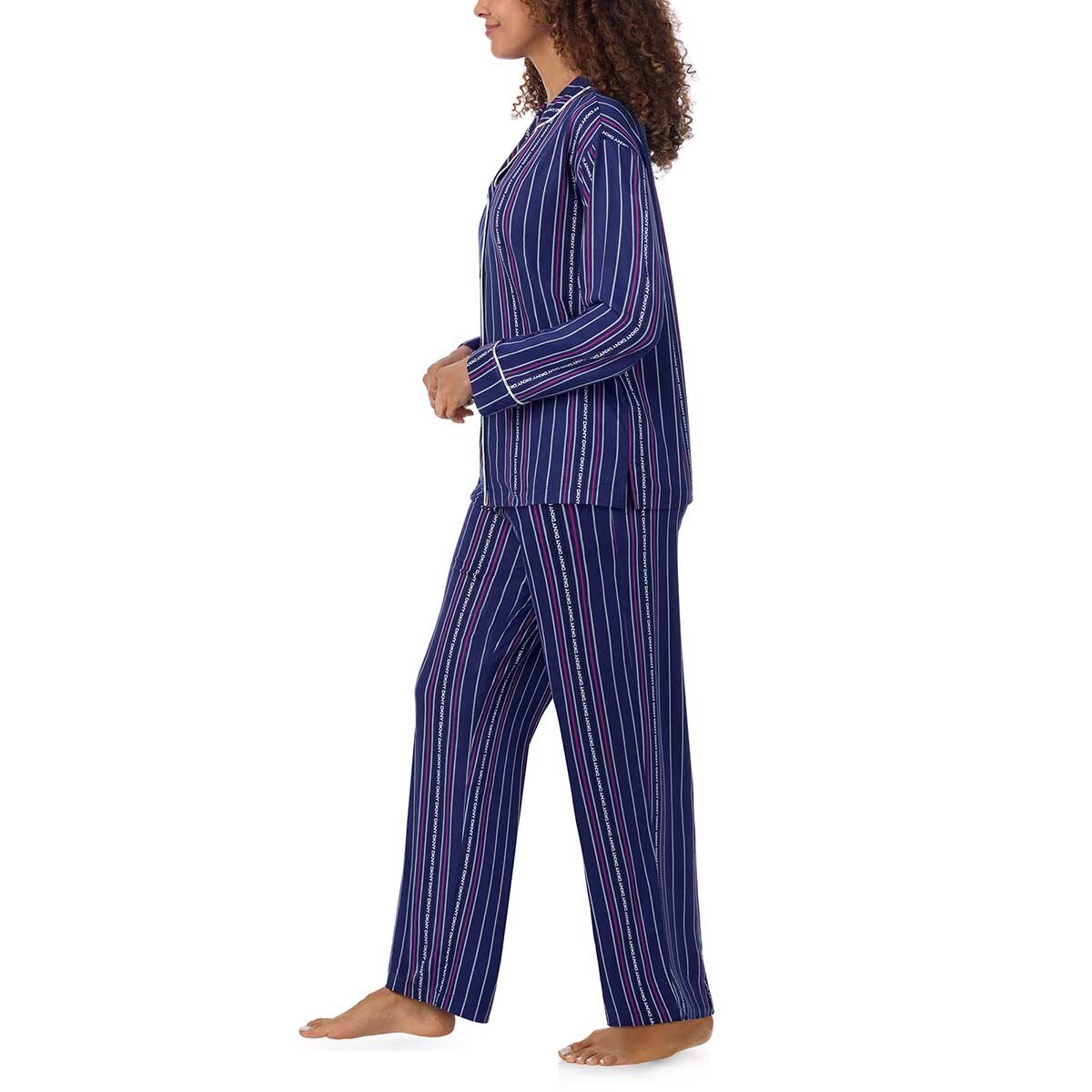 DKNY Women's Notch Collar Pyjama Set in Blue