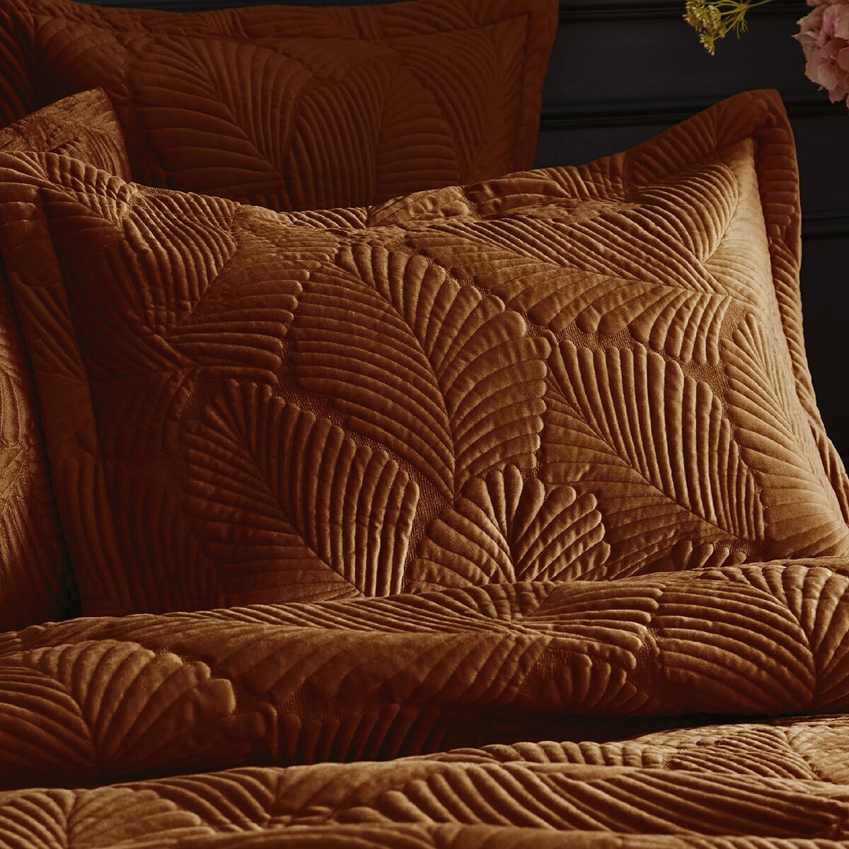 Kensington Rust Velvet 3 Piece Bed Set in 3 Sizes