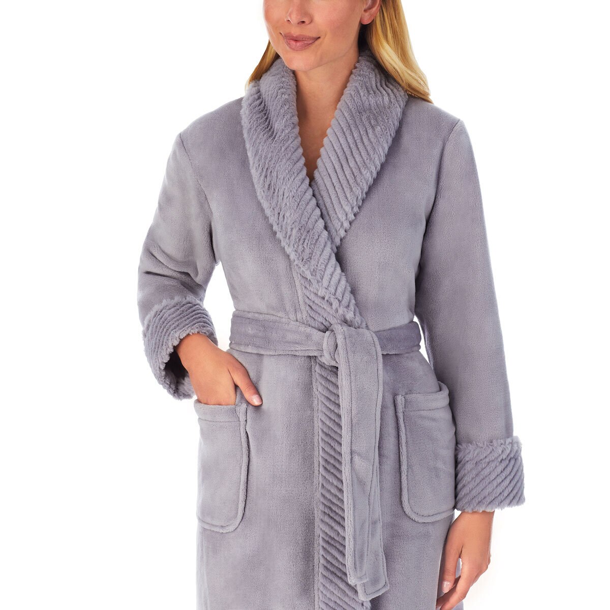 Carole Hochman Women's Plush Robe in Lilac Grey