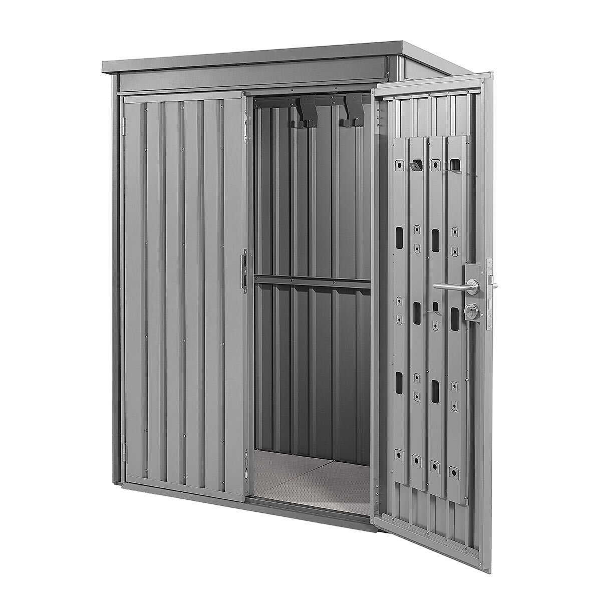 Stone Garden 4ft 7" x 2ft 6" (1.45 x 0.8m) Vertical 1,887 Litre Steel Shed in Grey