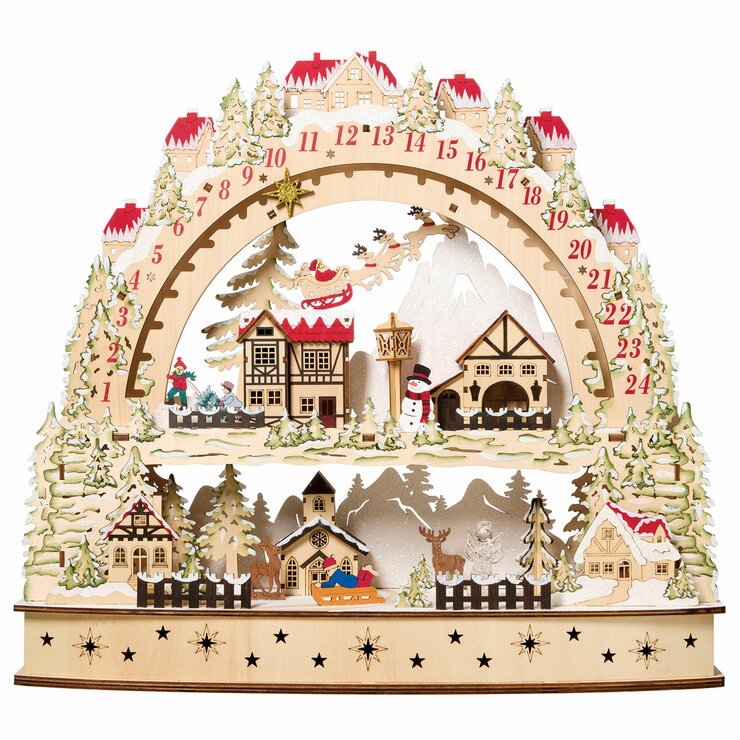Wooden LED Advent Christmas Calendar With LED Lights Wooden LED Advent Christmas Calendar With LED Lights