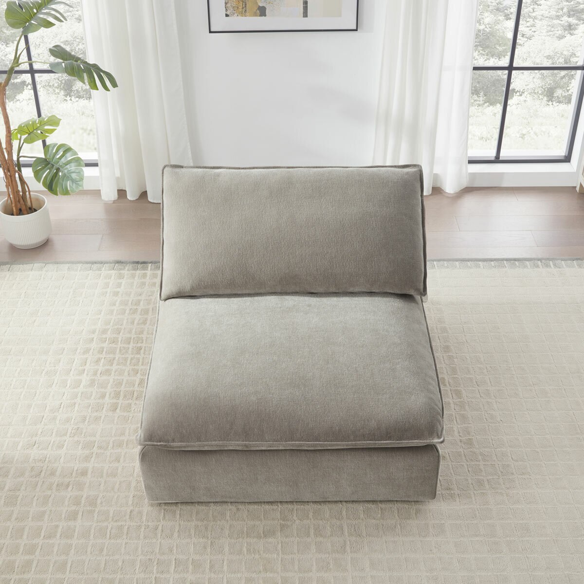 Aiden & Ivy Sereen Beige Fabric Armless Chair