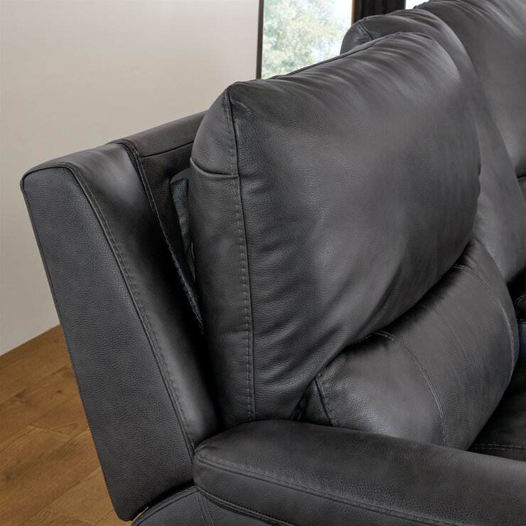 Gilman Creek Wylder Dark Grey Leather Power Reclining Sectional Sofa