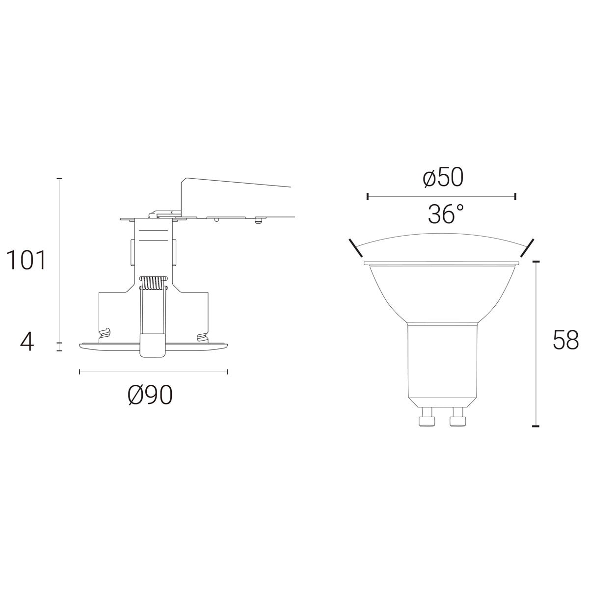 Line drawing of product on white background with dimensions