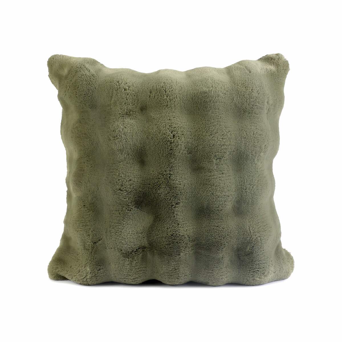 House & Home Faux Fur Bubble Cushion in Green, 50 x 50 cm