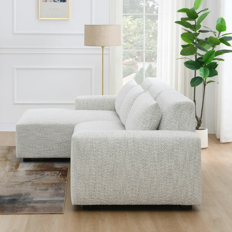 Zyllah Beige Fabric Corner Sofa with Chaise
