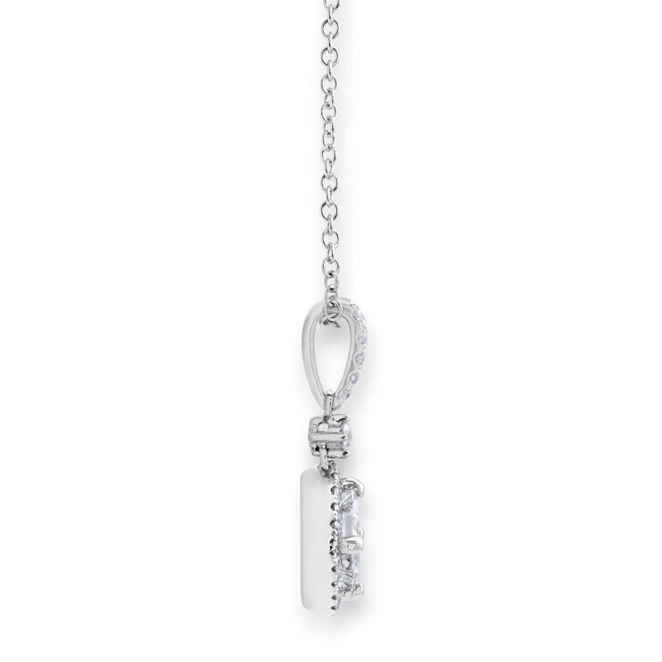 1.00ctw Princess Cut Diamond Halo Drop Pendant, 18ct White Gold 1.00ctw Princess Cut Diamond Halo Drop Pendant, 18ct White Gold