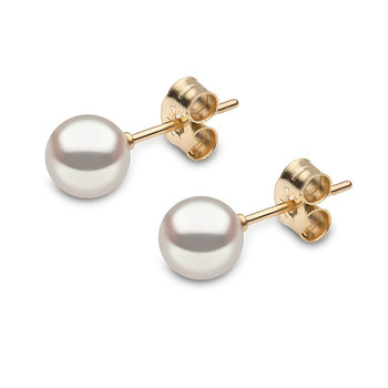 5.5-6mm Cultured Akoya Pearl Studs, 18ct Yellow Gold
