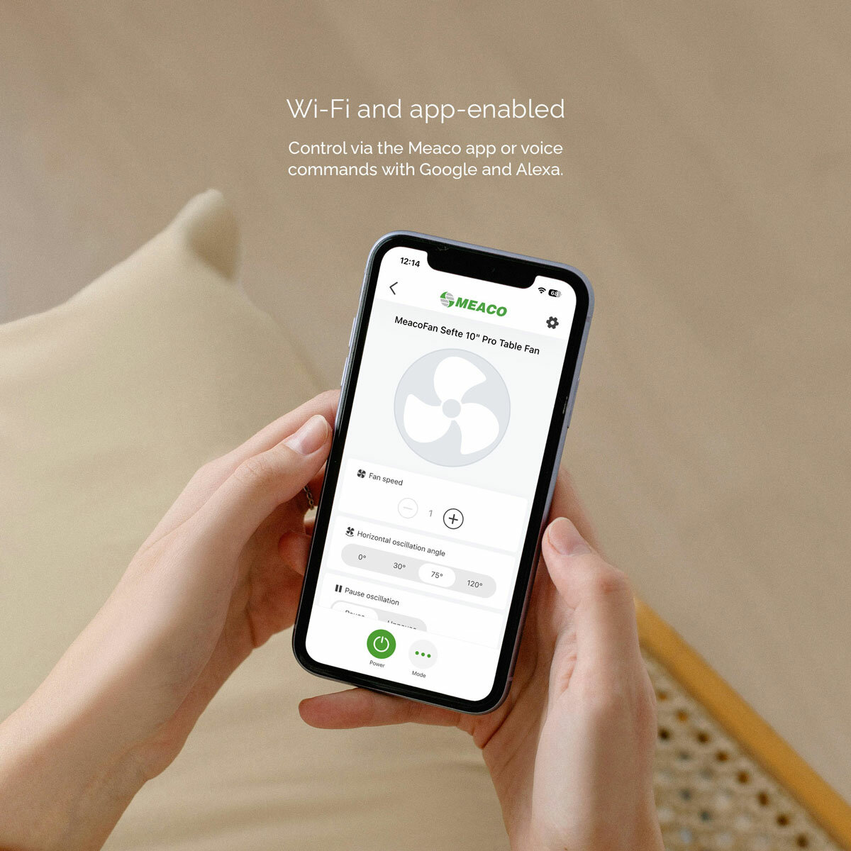 Descriptive Image of Meaco Sefte Fan with app