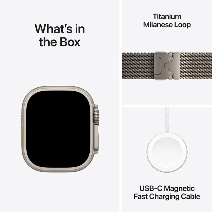 Apple Watch Ultra 2 GPS + Cellular, 49mm Titanium Case with Natural Titanium Milanese - Medium, MX5R3QA/A Apple Watch Ultra 2 GPS + Cellular, 49mm Titanium Case with Natural Titanium Milanese - Medium, MX5R3QA/A