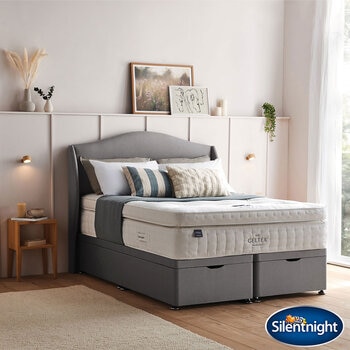 Silentnight Geltex 4000 Pocket Boxtop Mattress & Slate Grey Full Ottoman Divan in 3 Sizes