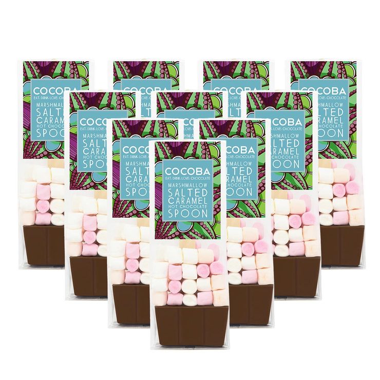 Cocoba Hot Chocolate Spoons with Marshmallows, 10 x 50g in 4 Flavours