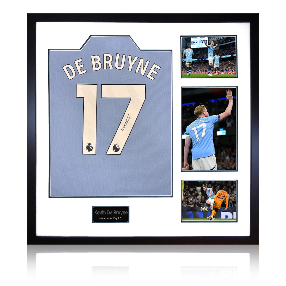 Kevin De Bruyne Signed Framed Manchester City Football Shirt including 3 Photos
