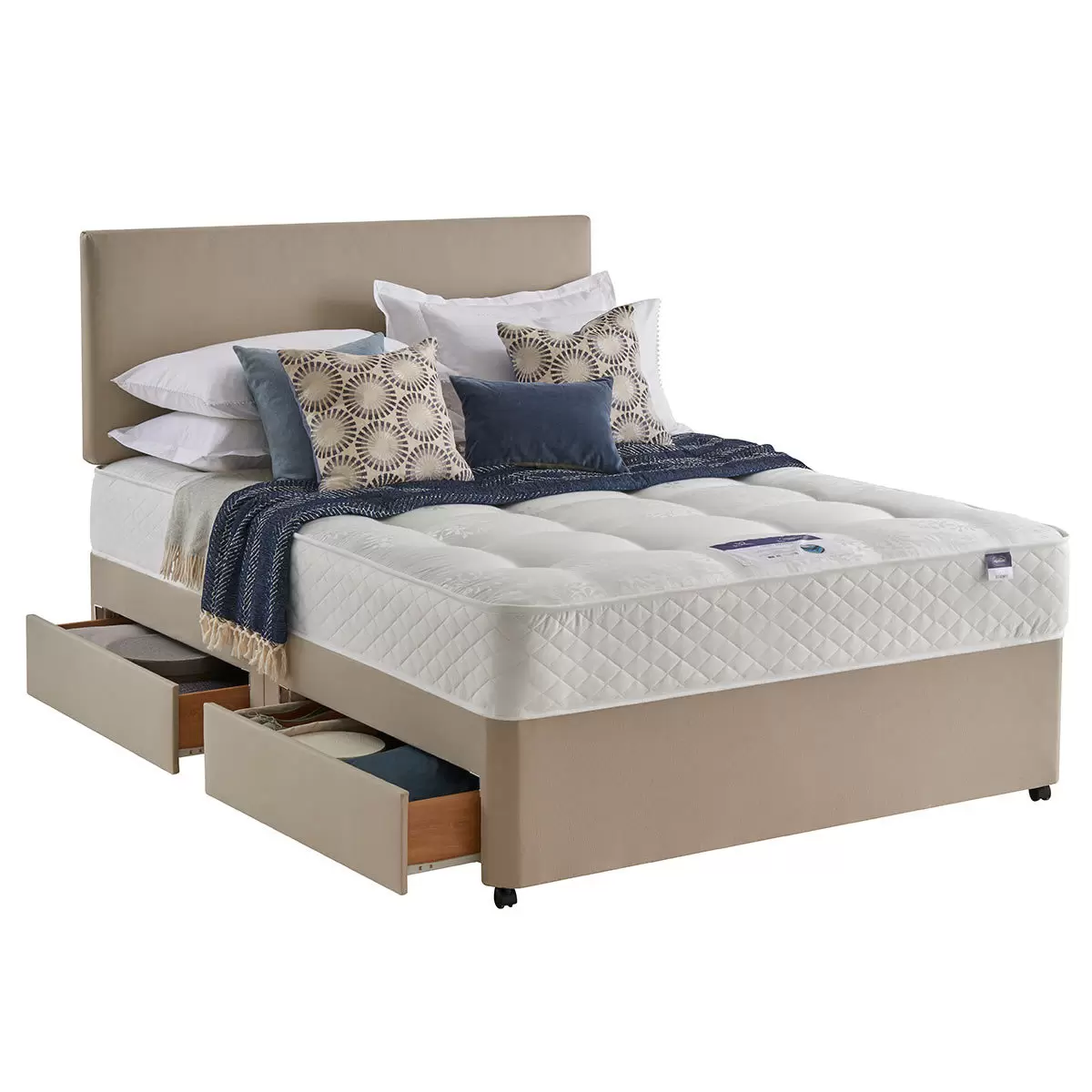 Silentnight Bexley Eco Miracoil Ortho Mattress & Divan in Sandstone, King Size