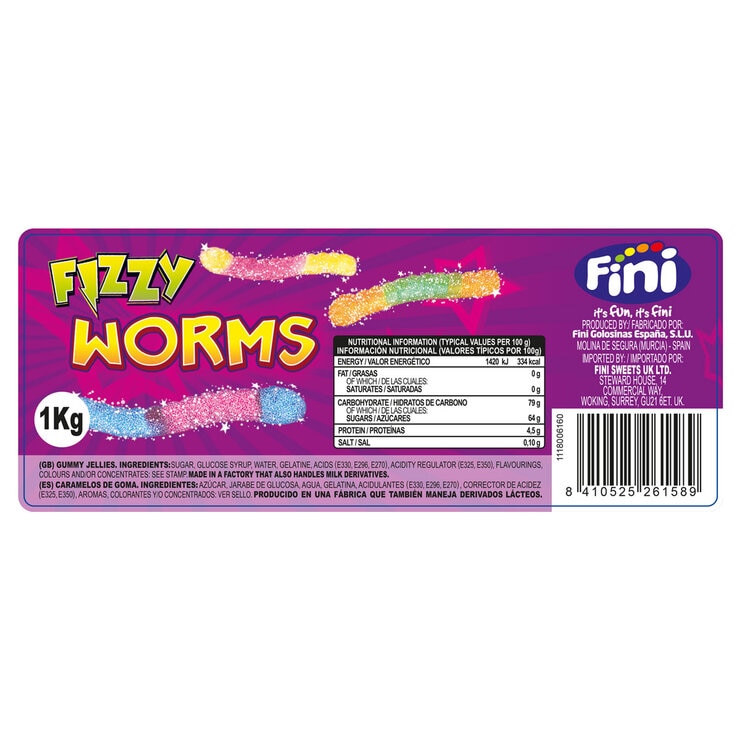 Fini Fizzy Worms, 1kg Fini Fizzy Worms, 1kg