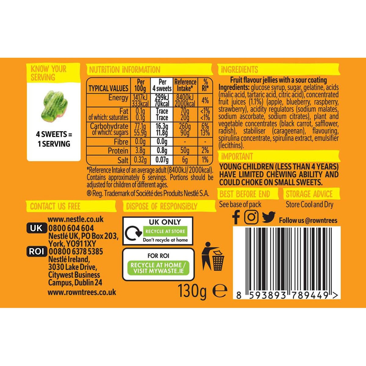 Rowntree's Randoms Fizzy Cactuz, 10 x 130g