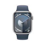 Apple Watch Series 9 GPS, 45mm Silver Aluminium Case with Storm Blue Sport Band M/L, MR9E3QA/A