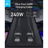 Anker Prime 140W 4-Port GaN Charger with 0.9 m 240W USB-C to USB-C Cable and 1.8 m 240W USB-C to USB-C Cable