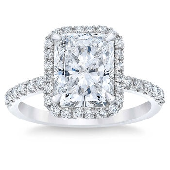 3.49ctw Radiant Cut Diamond Halo Ring, Platinum