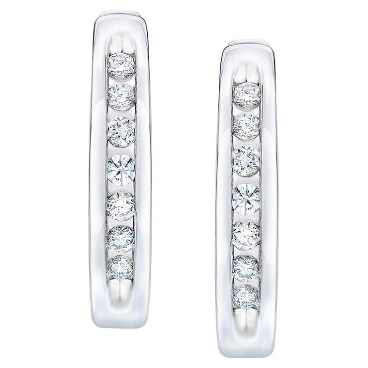0.12ctw Round Brilliant Cut Diamond Hoop Earrings,14ct White Gold Costco UK