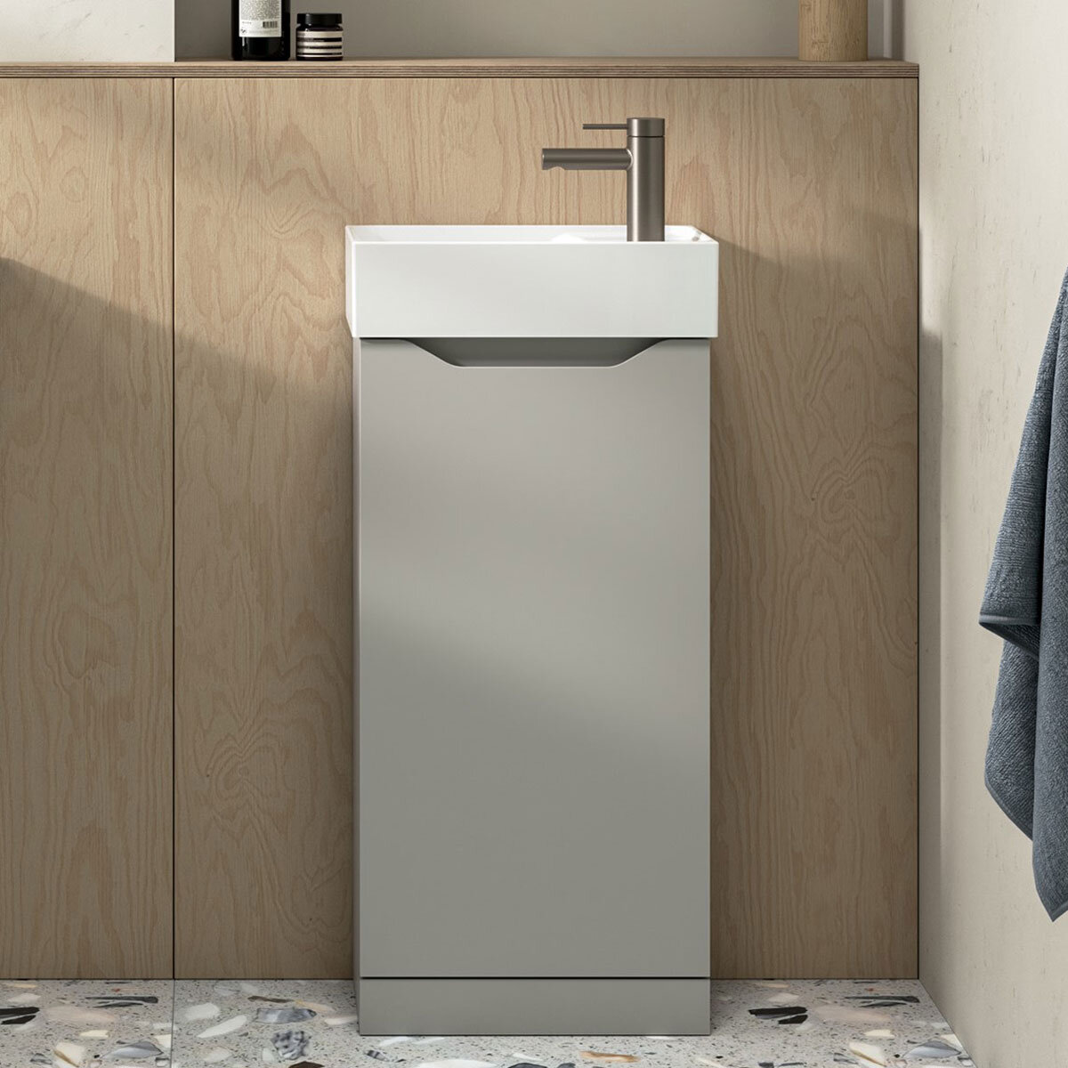 Tavistock Coda Cloakroom Floor Mount With Basin in Grey at costco.co.uk