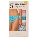 Room Service Ladies Printed Brief 5 Pack in Grey Coral