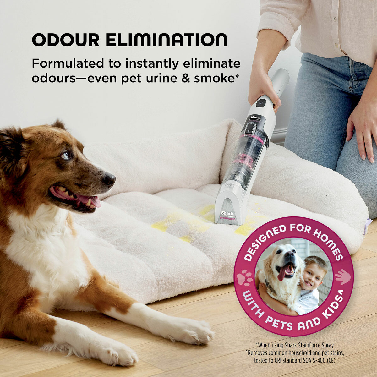 Shark StainForce Cordless Stain-Destroying Spot Cleaner odour elimination